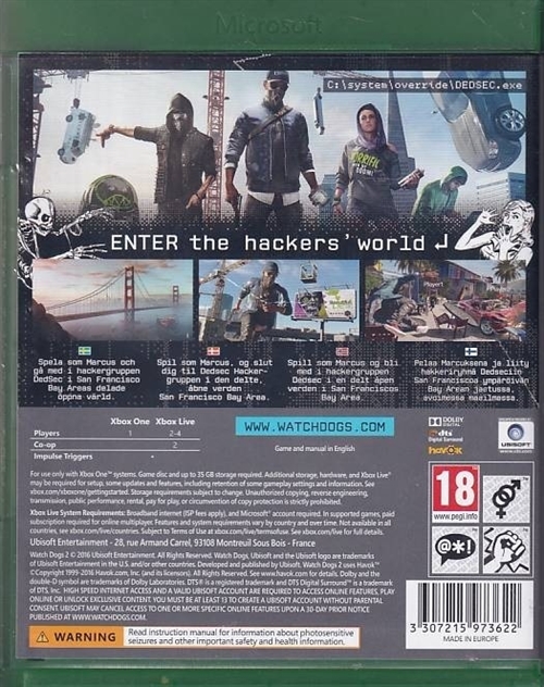 Watchdogs 2 - XBOX One (B Grade)